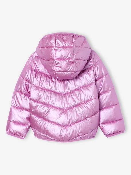 Doudoune fille légère à capuche effet brillant métallisé rose - vertbaudet enfant 