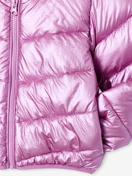 Doudoune fille légère à capuche effet brillant métallisé rose - vertbaudet enfant 
