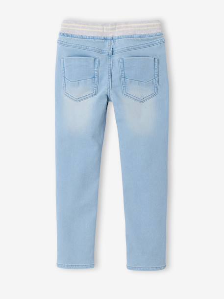 Jean garçon droit facile à enfiler denim effet molleton BRUT FONCE+denim black+denim bleached+denim gris+double stone+STONE MOYEN - vertbaudet enfant 