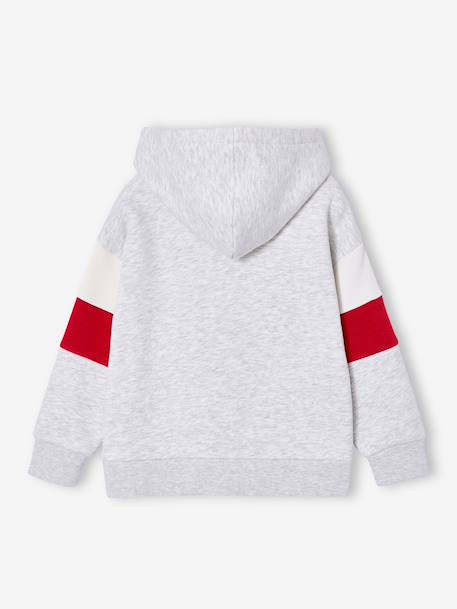 Sweat capuche imprimé blanc chiné+bleu ardoise+gris chiné - vertbaudet enfant 