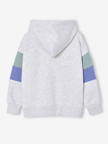 Sweater met capuchon met print gemêleerd grijs+gemêleerd wit+leiblauw - vertbaudet enfant 
