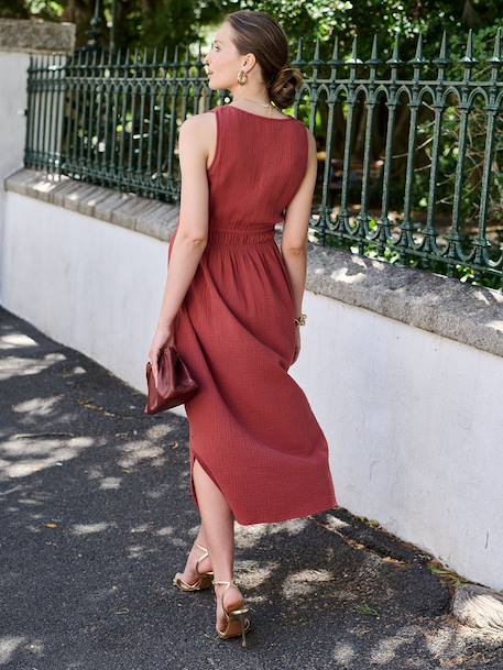 Robe longue grossesse et allaitement terracotta - vertbaudet enfant 