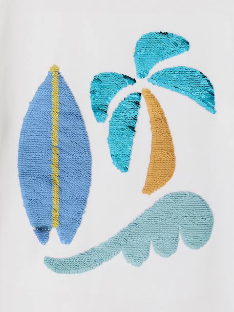 Tee-shirt garçon motif à sequins réversibles blanc+bleu nuit+bleu océan+écru+vert d'eau - vertbaudet enfant 