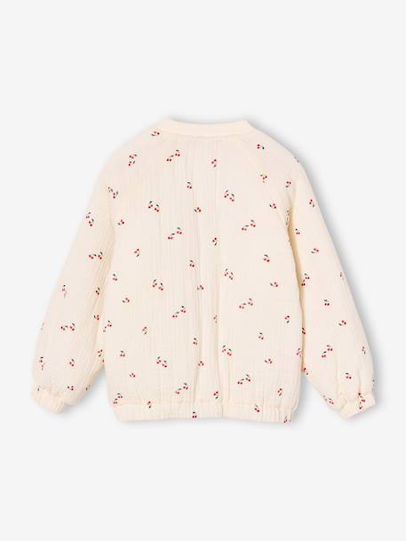 Blouson matelassé style bomber en gaze de coton fille rose poudré+vanille - vertbaudet enfant 