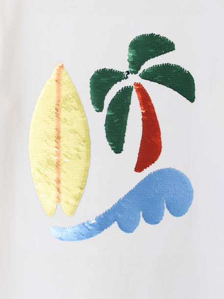 Tee-shirt garçon motif à sequins réversibles blanc+bleu nuit+bleu océan+écru+vert d'eau - vertbaudet enfant 