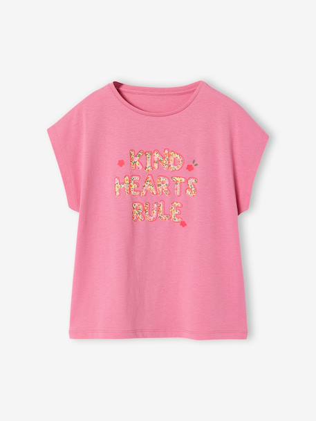 T-shirt met korte mouwen antraciet+ecru+rozen - vertbaudet enfant 
