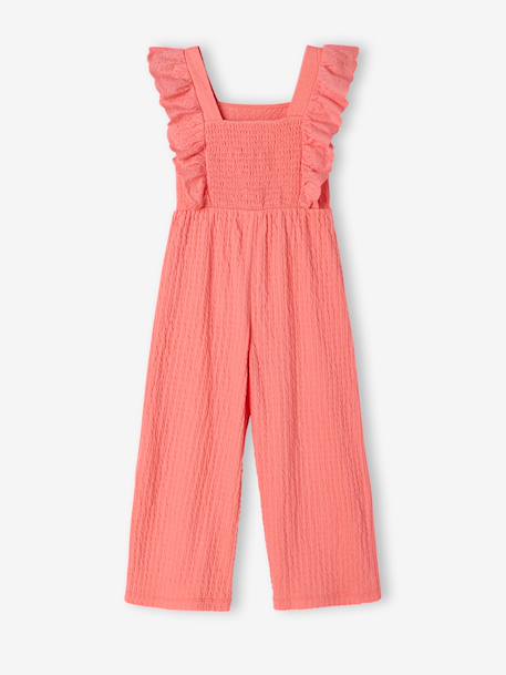 Jumpsuit voor meisjes met ruches koraal - vertbaudet enfant 