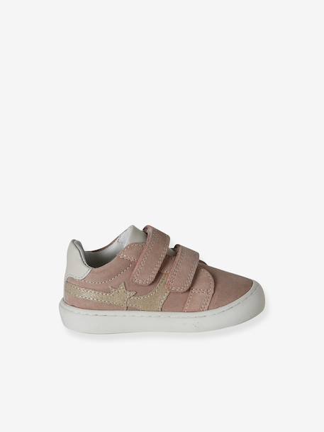 Baskets bébé cuir à scratchs rose pâle - vertbaudet enfant 