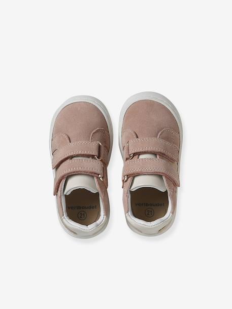 Baskets bébé cuir à scratchs rose pâle - vertbaudet enfant 