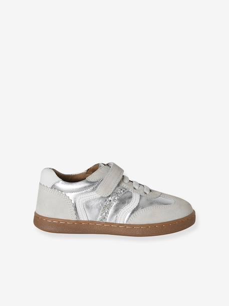 Basket fille lacets élastiqués et scratchs argent - vertbaudet enfant 