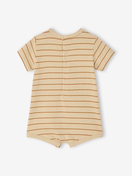 Combinaison courte bébé jersey bleu canard+écru - vertbaudet enfant 