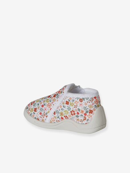 Canvas sloffen met rits voor baby's beige+lichtroze+vanille+wit, bedrukt - vertbaudet enfant 
