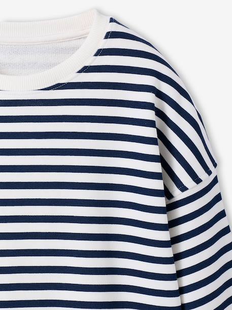 Sweat coupe large marine+marron+vanille - vertbaudet enfant 