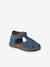 Sandales bébé fermées cuir à scratchs bleu jean+sable - vertbaudet enfant 