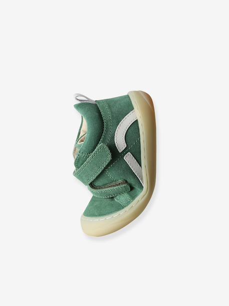 Babyslofjes van zacht leer met antislip beige+blauw+bruin+chocoladebruin+felblauw+groen+oceaanblauw+okergeel+saliegroen+veel beige+veel bruin+veel groen - vertbaudet enfant 