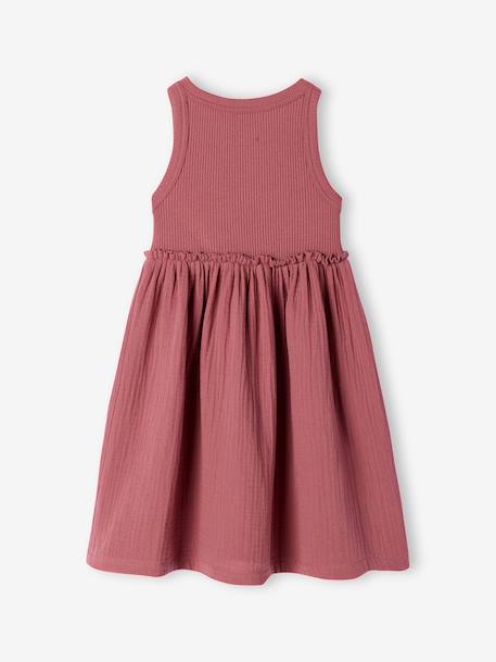 Robe fille sans manches kaki+vieux rose - vertbaudet enfant 