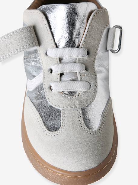 Basket fille lacets élastiqués et scratchs argent - vertbaudet enfant 