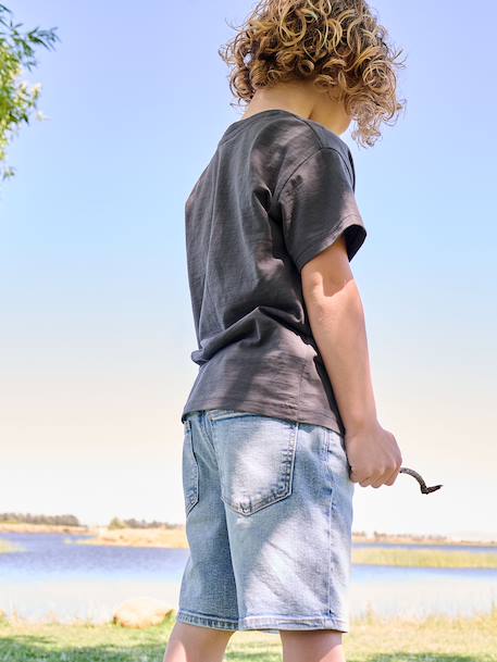 Bermuda en denim garçon taille ajustable double stone+stone - vertbaudet enfant 