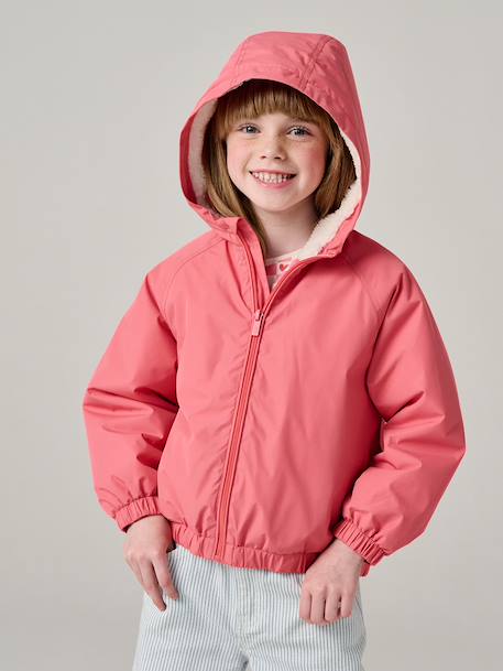 Fille-Manteau, veste-Coupe-vent fille à capuche doublé sherpa