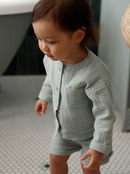 Ensemble 3 pièces short bébé garçon vert d'eau - vertbaudet enfant 