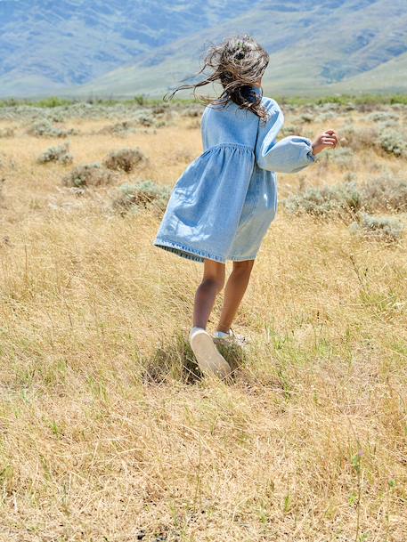 Robe fille en denim double stone - vertbaudet enfant 