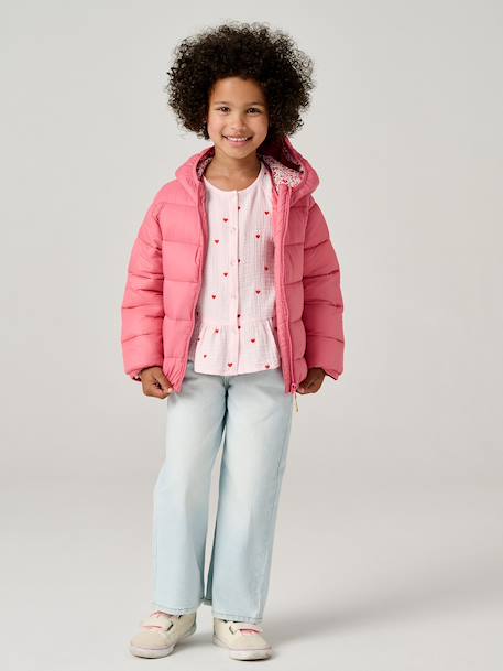 Doudoune fille légère à capuche lilas+marine+prune+rose+vert de gris - vertbaudet enfant 
