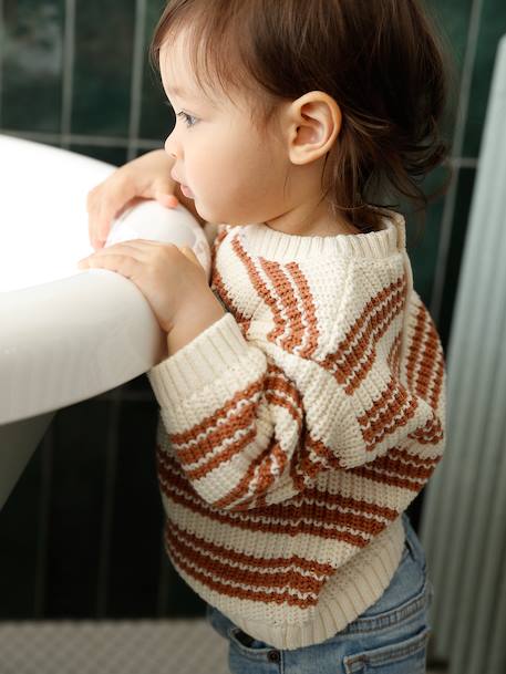 Pull bébé garçon rayé coton rayé beige - vertbaudet enfant 