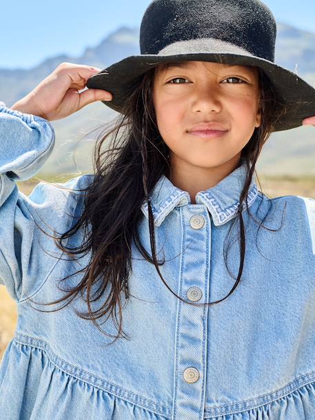 Robe fille en denim double stone - vertbaudet enfant 