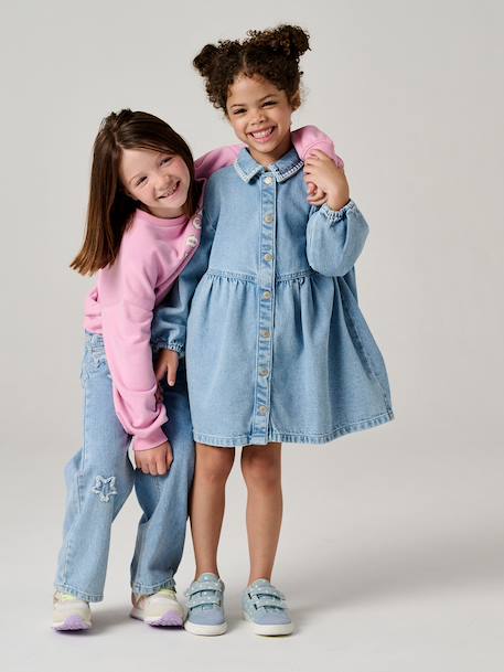 Robe fille en denim double stone - vertbaudet enfant 