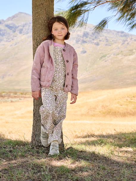 Veste matelassée fille doublée sherpa anthracite+rose - vertbaudet enfant 