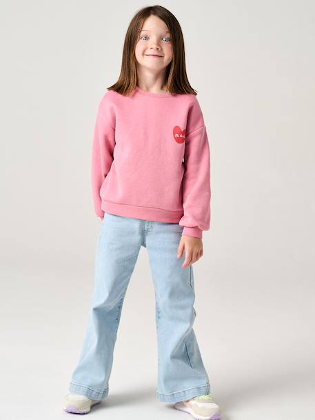 Sweat fille motif imprimé anthracite+corail+encre+pivoine+sauge+vanille+violet+violine - vertbaudet enfant 