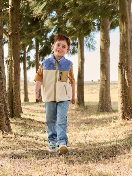 Sweater voor jongens zonder mouwen in sherpa meerkleurig - vertbaudet enfant 