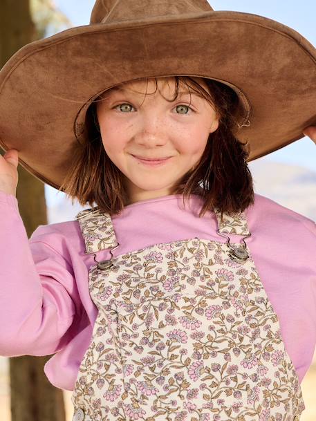 Salopette fille imprimée fleurs écru - vertbaudet enfant 