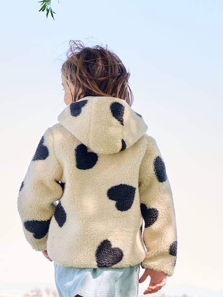Veste fille sherpa motifs écru+mauve+vanille - vertbaudet enfant 