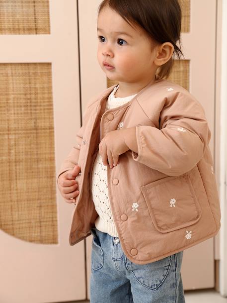 Veste brodée bébé fille noix de pécan - vertbaudet enfant 