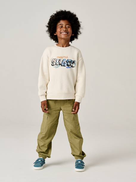 Pantalon cargo léger beige+olive - vertbaudet enfant 