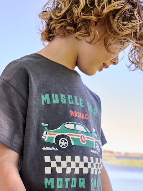 T-shirt met korte mouwen voor jongens antraciet+hemelsblauw - vertbaudet enfant 