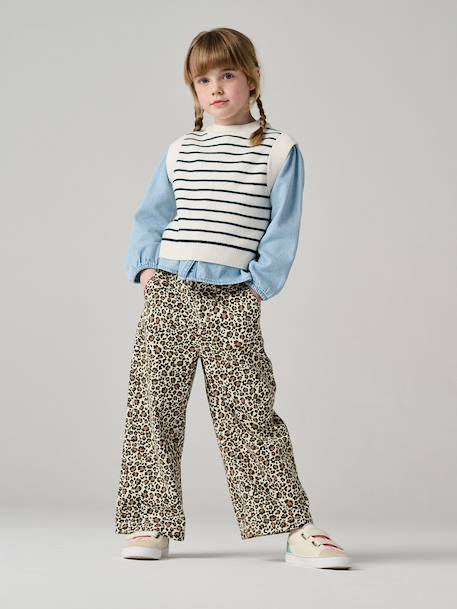 Pantalon fille large imprimé beige+multicolore+vanille - vertbaudet enfant 