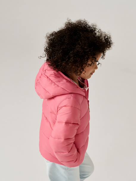 Doudoune fille légère à capuche lilas+marine+prune+rose+vert de gris - vertbaudet enfant 