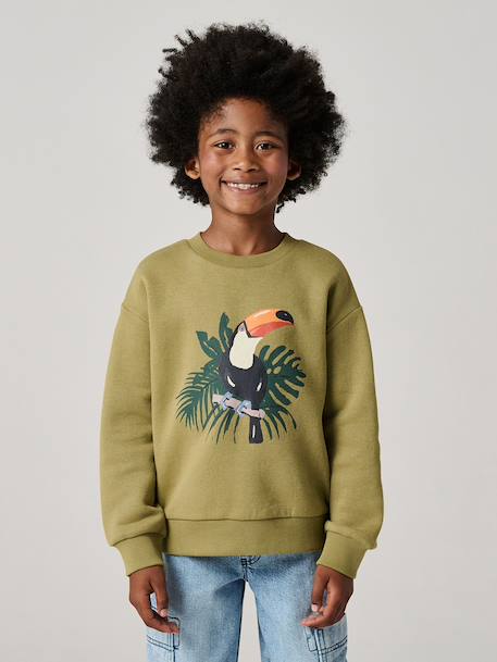 Sweat col rond surf bleu nuit+olive - vertbaudet enfant 