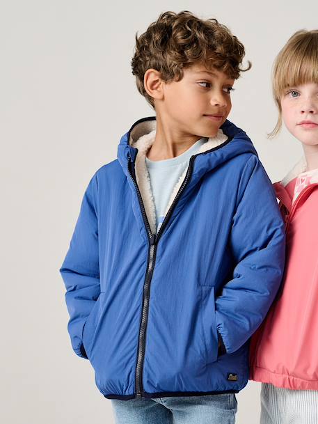 Blouson sherpa réversible bleu roi - vertbaudet enfant 