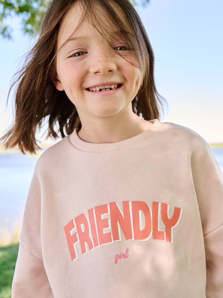 Sweat fille message positif rose pâle+vert d'eau - vertbaudet enfant 