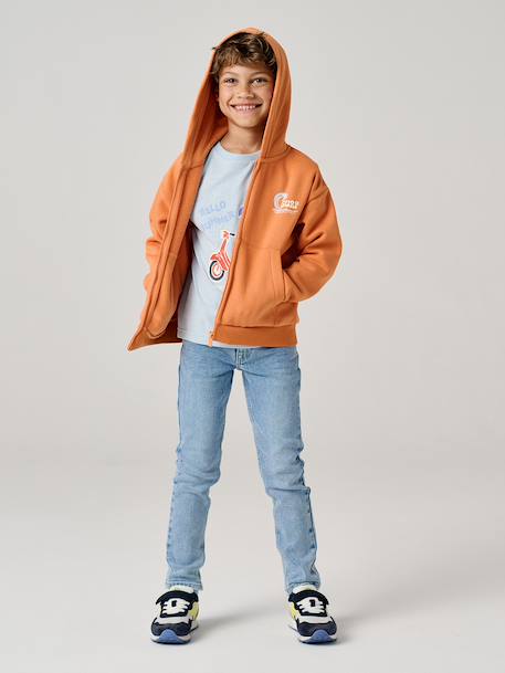 Sweat zippé garçon capuche orange - vertbaudet enfant 