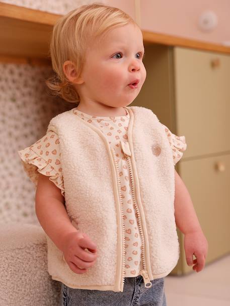 Regenjas 3 in 1 babymeisje met luipaardprint ecru - vertbaudet enfant 