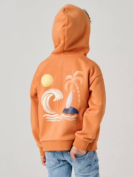 Sweat zippé garçon capuche orange - vertbaudet enfant 