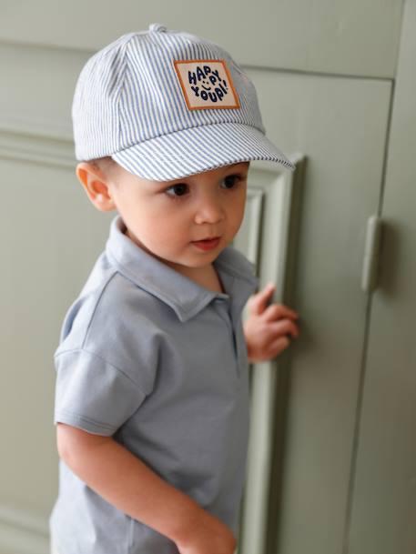 Casquette « Happy youpi » bébé rayé bleu - vertbaudet enfant 