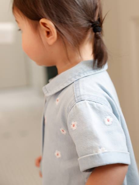 Denim combishort babymeisjes gebleekt denim - vertbaudet enfant 
