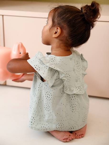 Blouse bébé fille broderie anglaise vert d'eau - vertbaudet enfant 