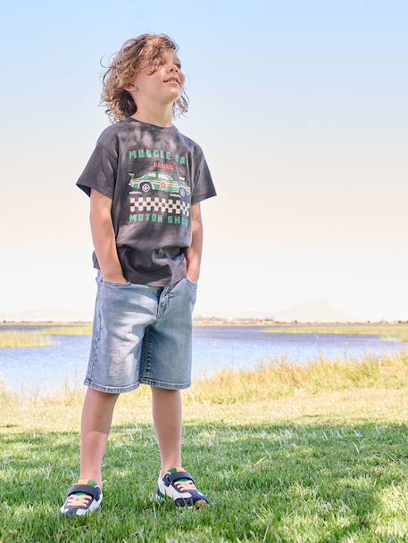T-shirt manches courtes garçon anthracite+bleu ciel - vertbaudet enfant 