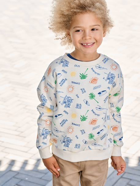 Sweat garçon col rond écru - vertbaudet enfant 